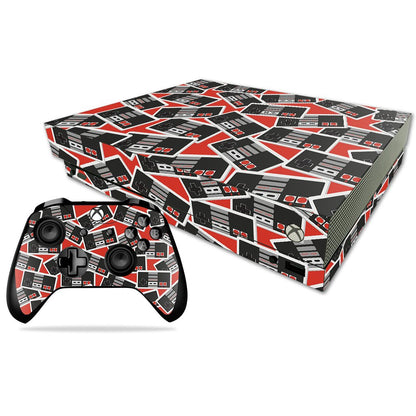 MIGHTY SKINS Xbox One X Skin - Retro Controllers 3 - Durable Vinyl Decal Wrap - Easy Apply/Remove - Made in USA