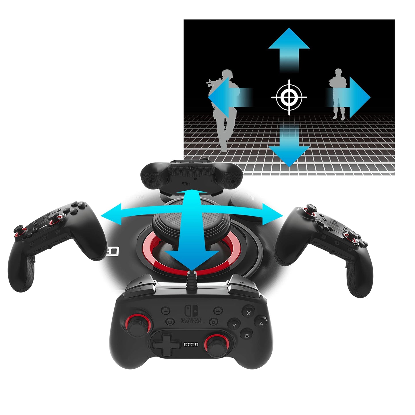 HORI Nintendo Switch HORIPAD Plus Wired Controller for FPS & Battle Royales - Black - Officially Licensed - Model NSW-326U