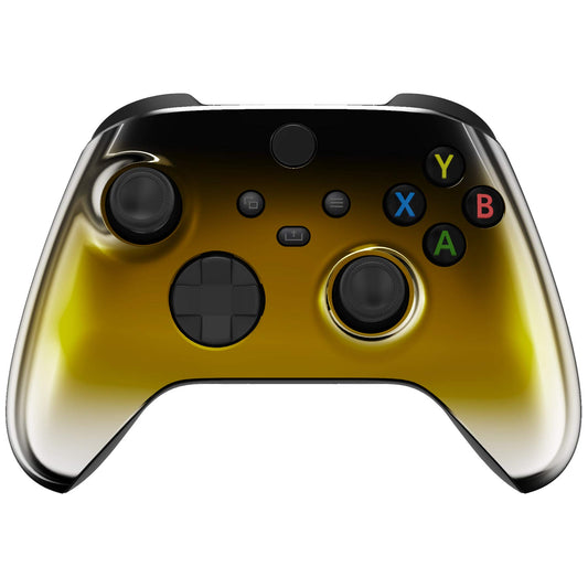 eXtremeRate Tri-Color Gradient Shell for Xbox Controller - Black Gold Silver - FX3D410 - Durable Plastic Accessory Cover for Series X & S