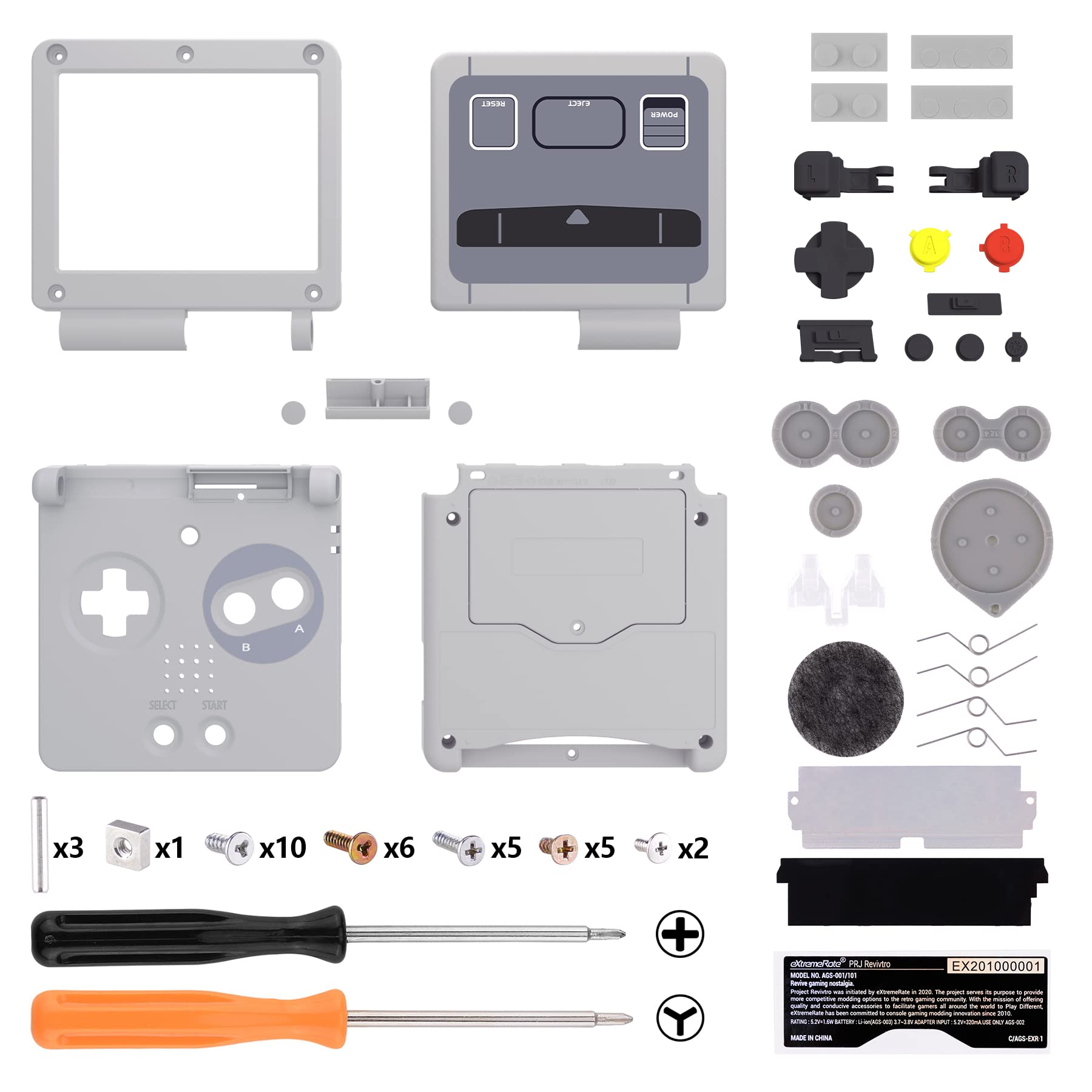 IPS Ready Upgraded eXtremeRate SFC SNES Classic EU Style Custom Replacement Housing Shell for Gameboy Advance SP GBA SP - Compatible with Both IPS & Standard LCD - Console & Screen NOT Included