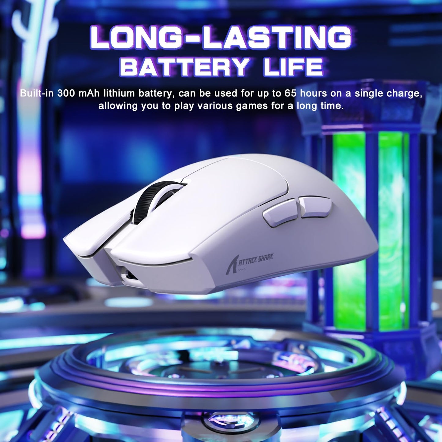 ATTACK SHARK X11SE Ultra-Light Wireless Gaming Mouse, Tri-Modes BT5.2/Type-C/2.4G, 22KDPI, 5 Buttons, White