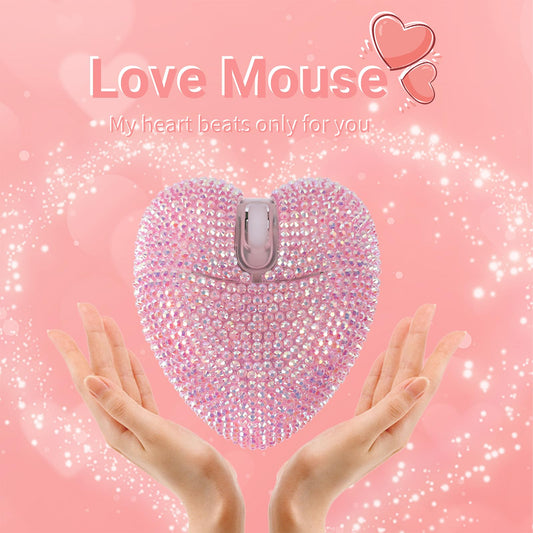 elec Space Wireless Bluetooth Mouse – Heart-Shaped, Rechargeable, Silent, RGB Light, Pink