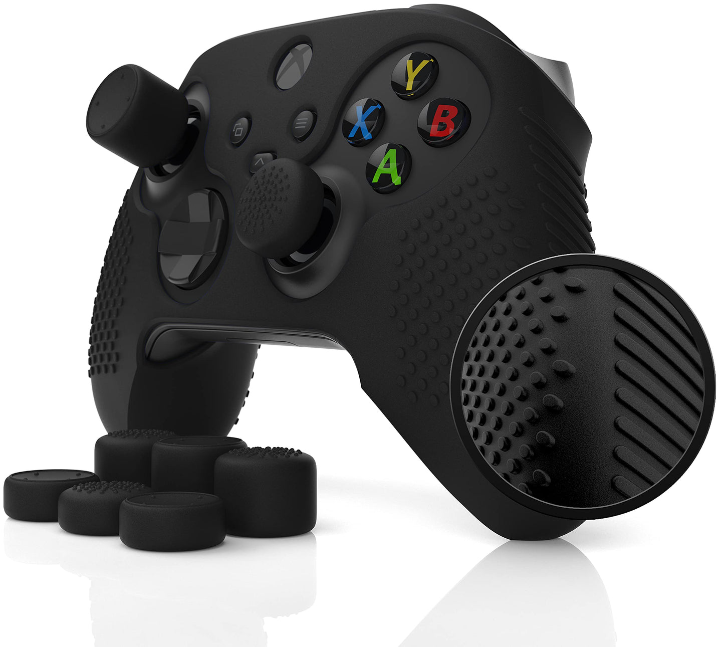 Foamy Lizard SeriesPro Controller Skin for Xbox Series X & S Protector Ergonomic Soft Studded Anti-Slip Silicone Rubber Gel Grip Case  1 Cover + 8 Raised Thumb Grip Caps (NOT for Elite 1/2) (Black)