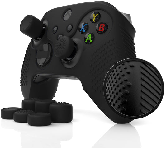 Foamy Lizard SeriesPro Controller Skin for Xbox Series X & S Protector Ergonomic Soft Studded Anti-Slip Silicone Rubber Gel Grip Case  1 Cover + 8 Raised Thumb Grip Caps (NOT for Elite 1/2) (Black)