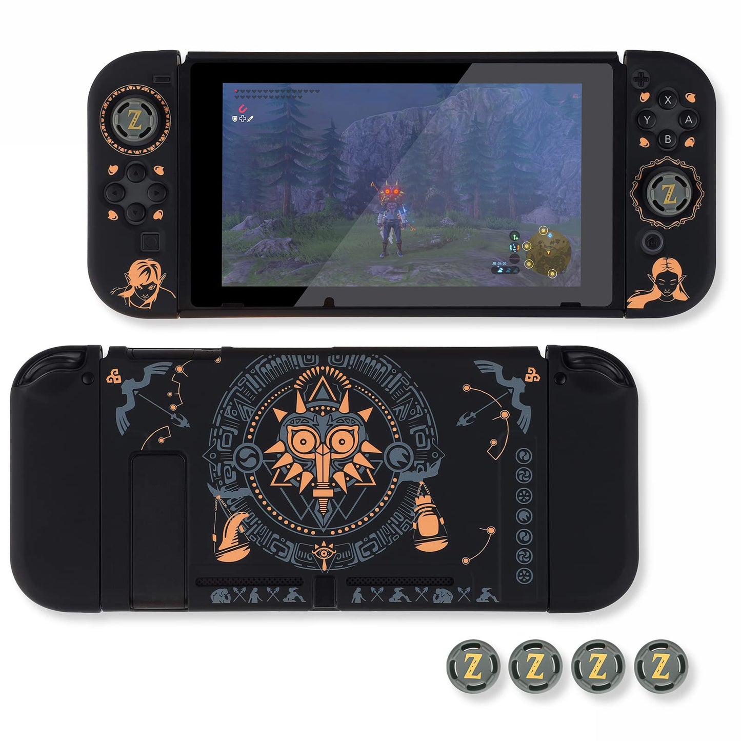 ITONGGUYUKI Dockable Protective Case Compatible with Switch  Hard Shell Case cover for Switch and Joy-Con Controllers with 4 Thumb Grips zelda tears of the kingdom switch Carrying Case