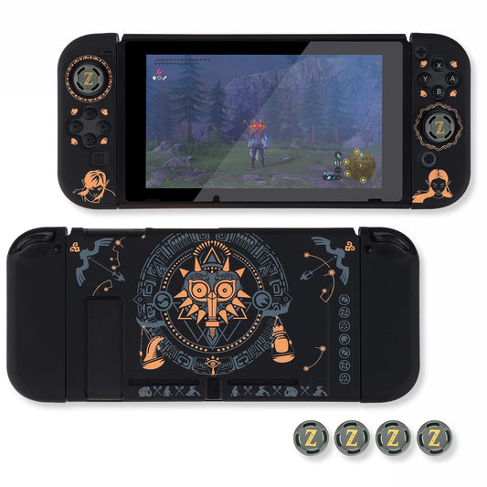 ITONGGUYUKI Dockable Protective Case Compatible with Switch  Hard Shell Case cover for Switch and Joy-Con Controllers with 4 Thumb Grips zelda tears of the kingdom switch Carrying Case