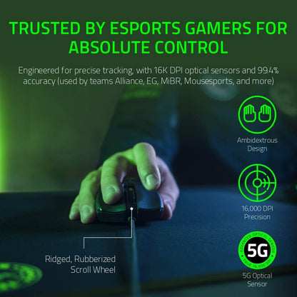 Razer Viper Ultralight Wired Gaming Mouse - 16,000 DPI, Chroma RGB, 8 Programmable Buttons, Classic Black, Model RZ01-02550100-R3U