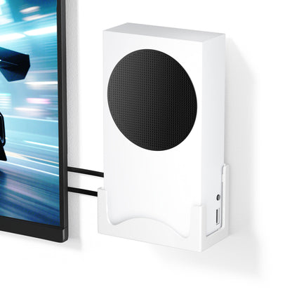 Josmimic Wall Mount for Xbox Series S - Metal Holder with Ventilated Base, Anti-Scratch Pads, Easy Installation - White, Model HY1009S