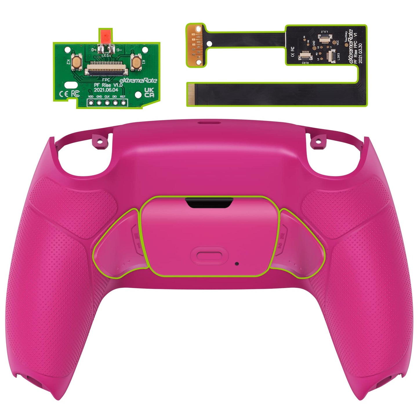 eXtremeRate Nova Pink Rubberized Grip Programable Rise 2.0 Remap Kit for PS5 Controller BDM-010 BDM-020 Models  Custom Upgrade Board & Redesigned Back Shell & Back Buttons Set for PS5 Controller