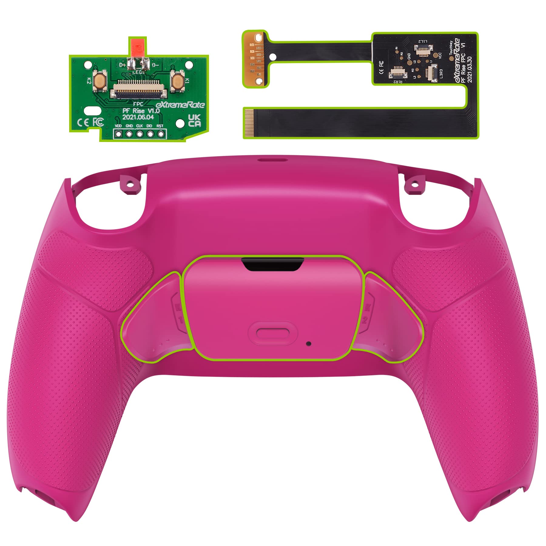 eXtremeRate Nova Pink Rubberized Grip Programable Rise 2.0 Remap Kit for PS5 Controller BDM-010 BDM-020 Models  Custom Upgrade Board & Redesigned Back Shell & Back Buttons Set for PS5 Controller