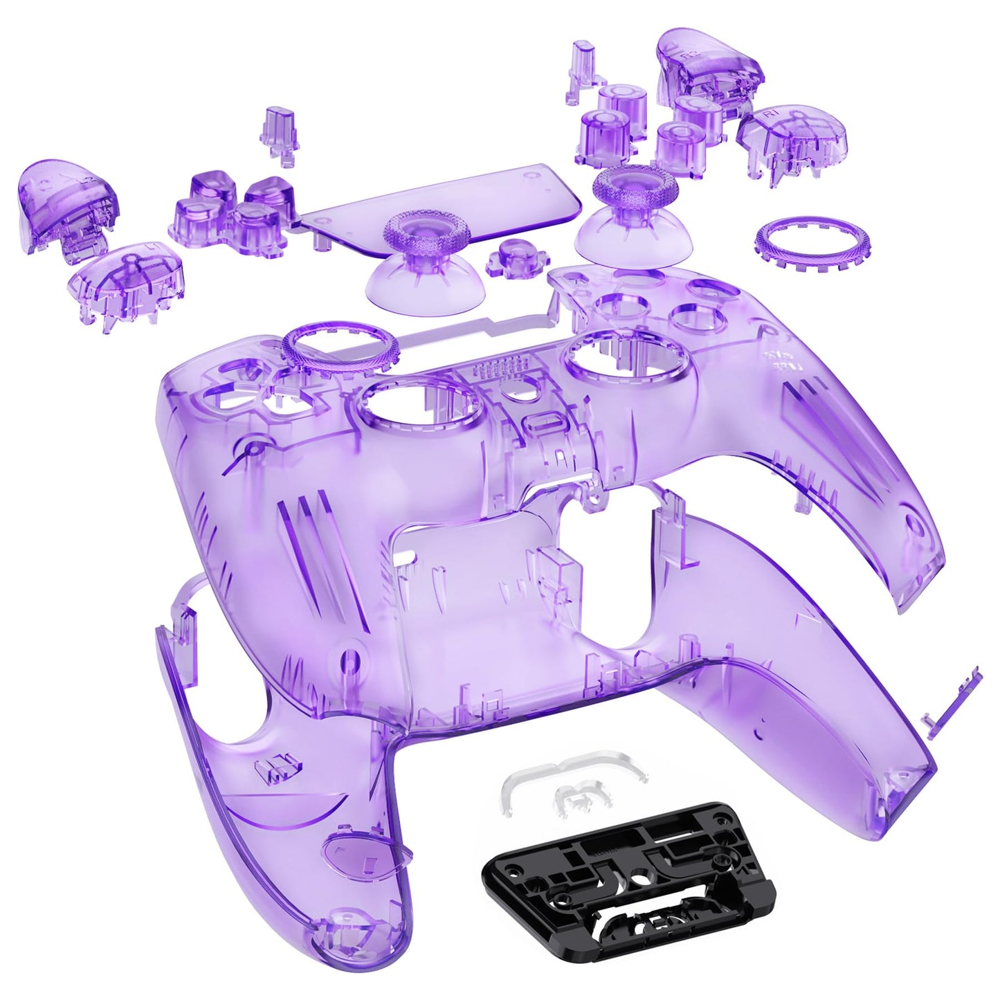 eXtremeRate PS5 Controller Shell Set - Clear Atomic Purple, Touchpad Cover, Model KQXPFM002
