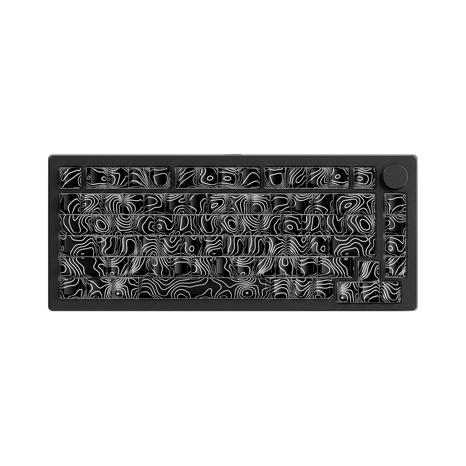 MONSGEEK M1 V5 Aluminum Mechanical Keyboard 75% Topographic Theme Quick Release Gaming Keyboard with Knob  8000 mAH RGB Hot-swappable Black Custom with Side-Printed Keycaps Pre lubed Piano Switch