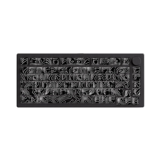 MONSGEEK M1 V5 Aluminum Mechanical Keyboard 75% Topographic Theme Quick Release Gaming Keyboard with Knob  8000 mAH RGB Hot-swappable Black Custom with Side-Printed Keycaps Pre lubed Piano Switch