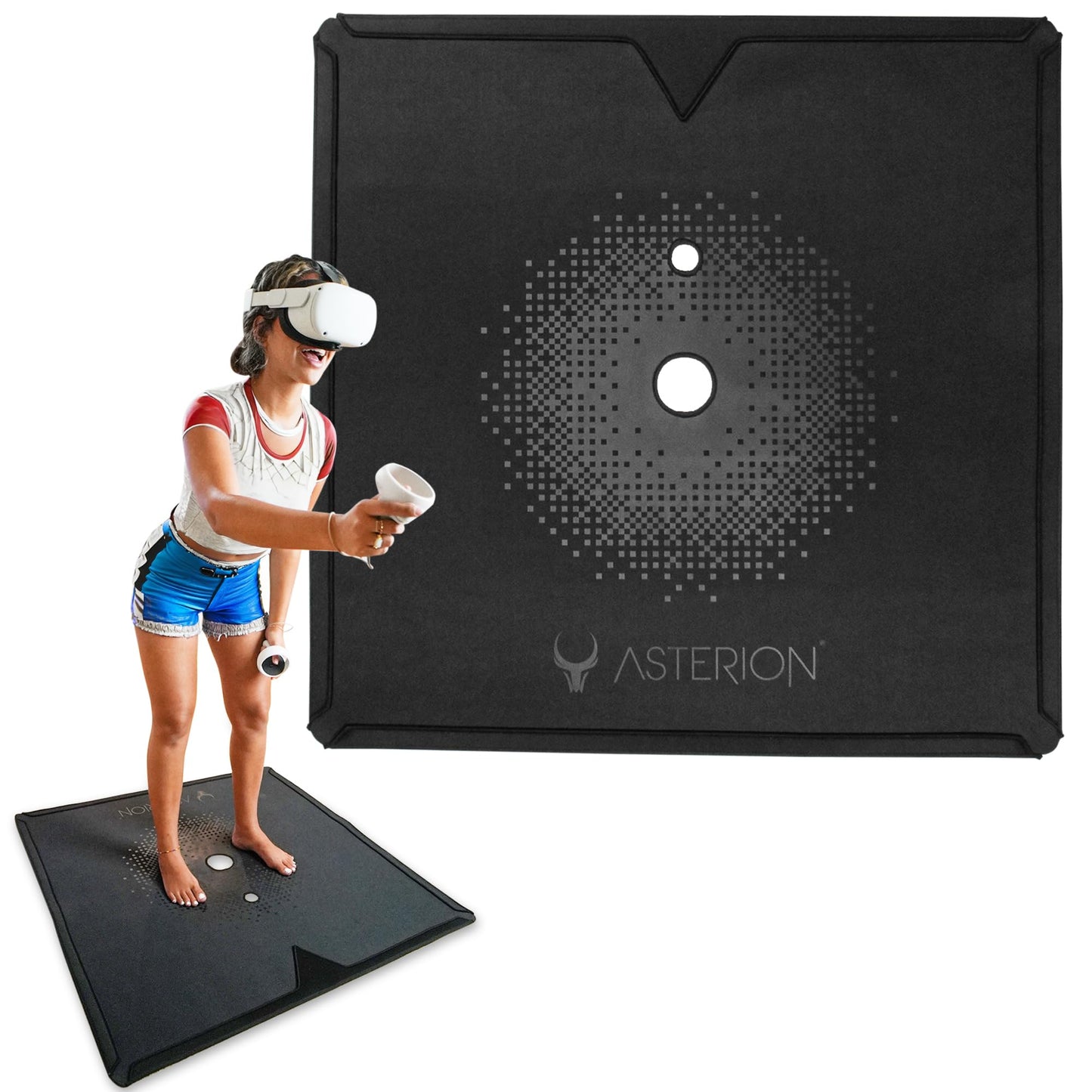Asterion 41 Rollable VR Mat - Anti-Fatigue, Thicker & Softer, Black, Compatible with Meta Quest & Other VR/MR Headsets