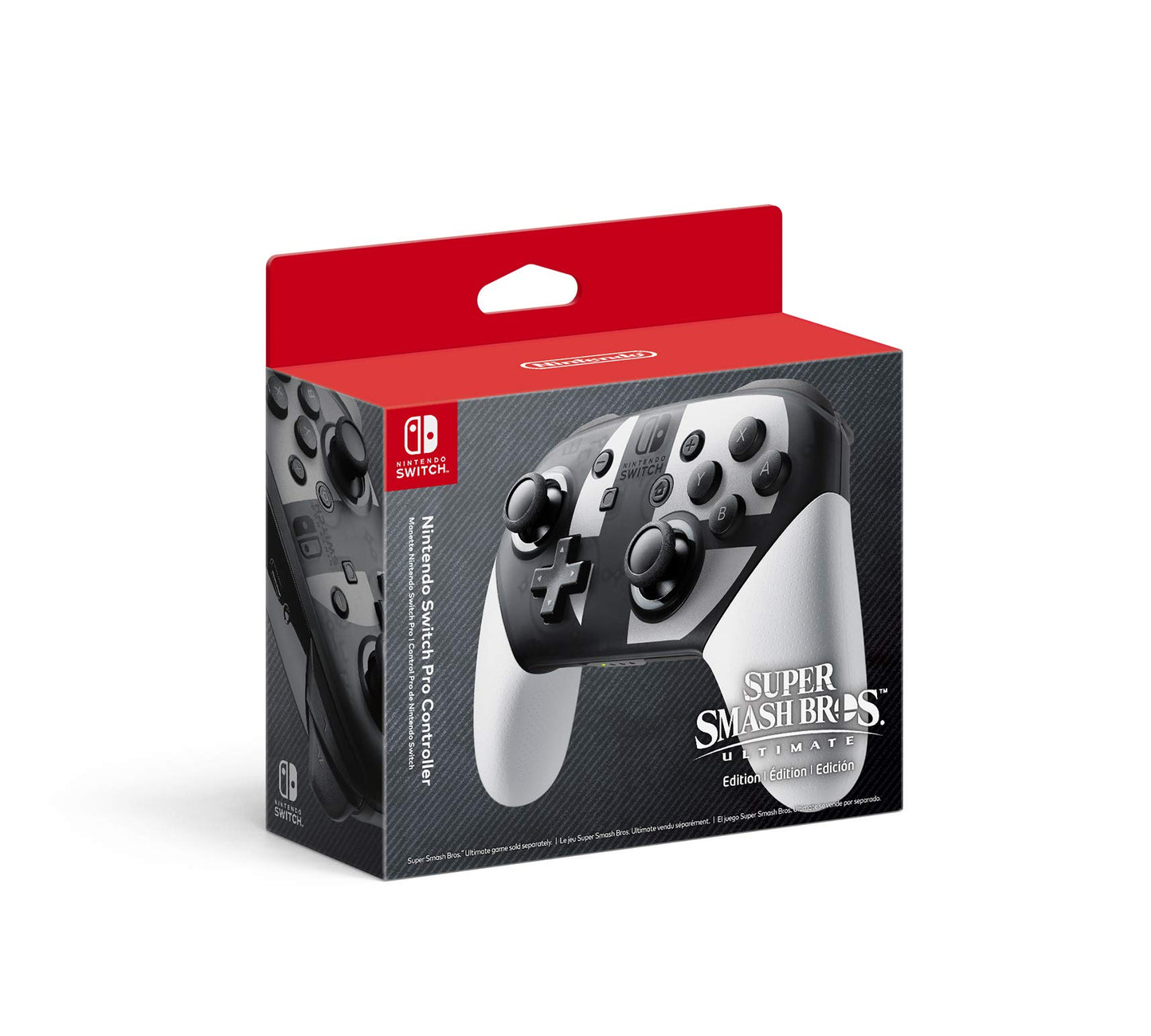 Nintendo Super Smash Bros. Ultimate Pro Controller - Black & White, Model HACAFSSKE, Durable Plastic, Compatible with Nintendo Switch