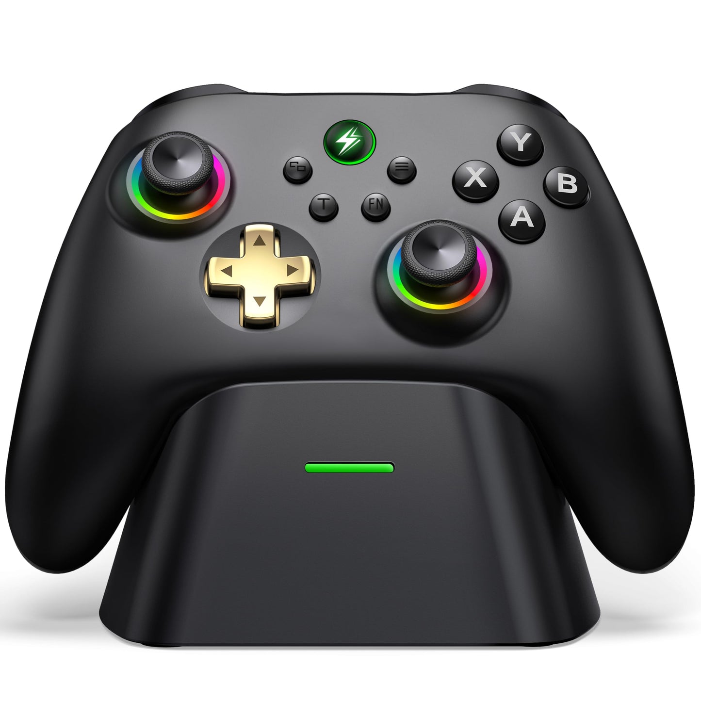 Wireless PC Gaming Controller - Hall Effect Joystick - No Drift  2.4G & Wired 1000Hz Polling Rate  Remappable Buttons  Turbo & Vibration  Bluetooth Gamepad for PC/Switch/iOS/Android with Charging Dock