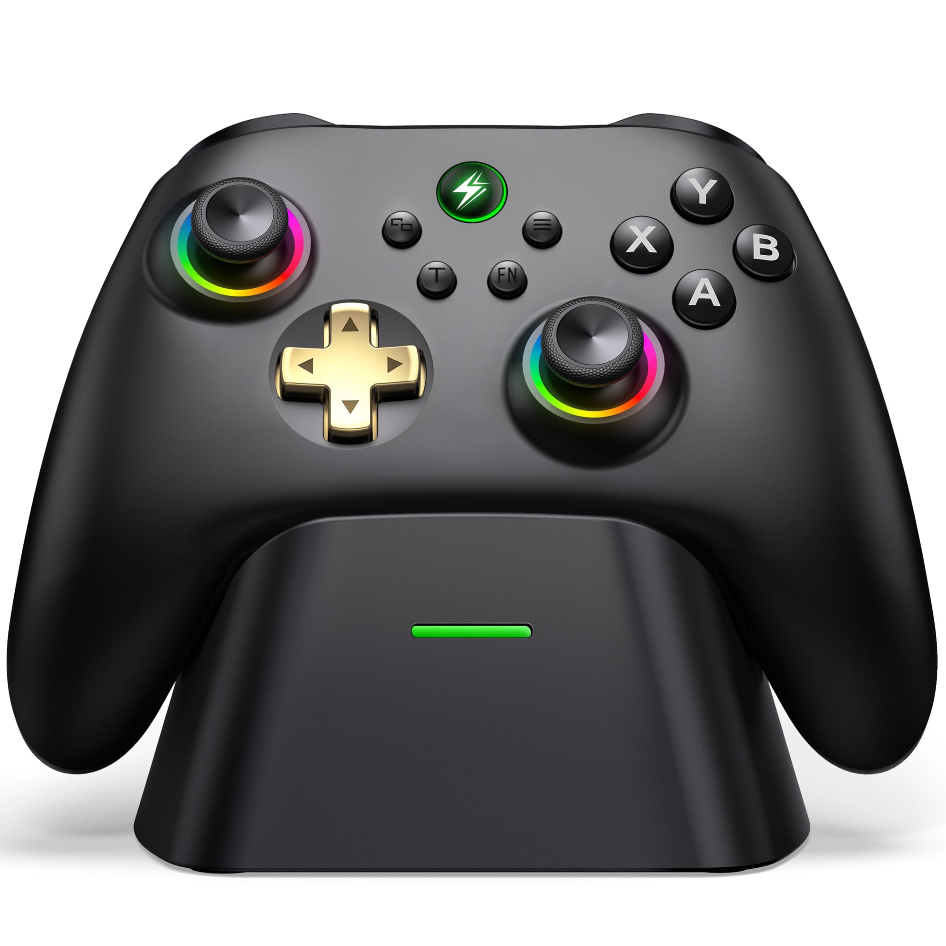 Wireless PC Gaming Controller - Hall Effect Joystick - No Drift  2.4G & Wired 1000Hz Polling Rate  Remappable Buttons  Turbo & Vibration  Bluetooth Gamepad for PC/Switch/iOS/Android with Charging Dock
