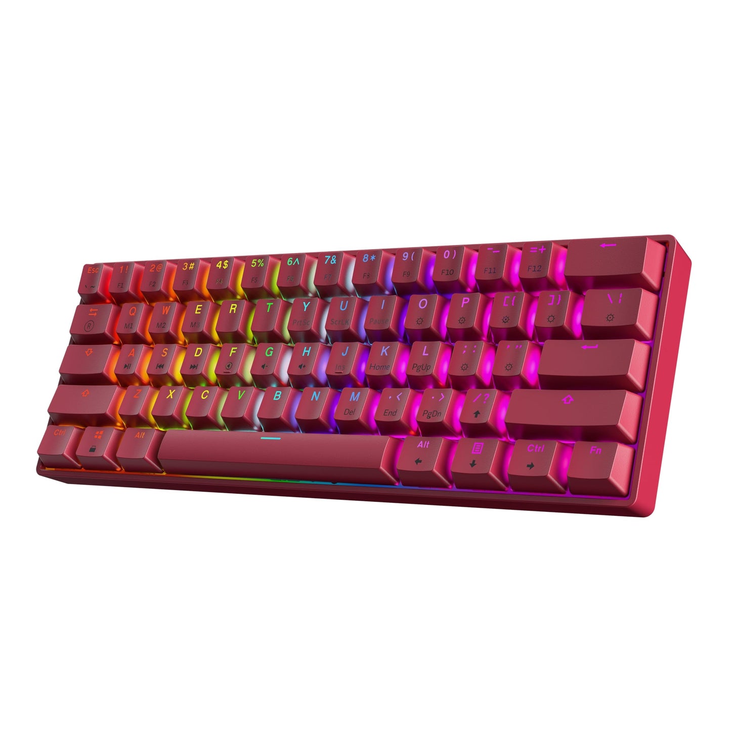 HK GAMING GK61 60% v3 | Hotswap Mechanical Gaming Keyboard | 61 Keys Multi Color RGB LED Backlit for PC/Mac Gamer | US Layout (Pink  Cherry Mx Speed Silver)