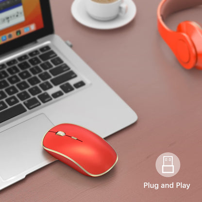 JOYACCESS Wireless Gaming Mouse, 2.4G Silent, Slim Portable USB, Model M1B, Orange Red