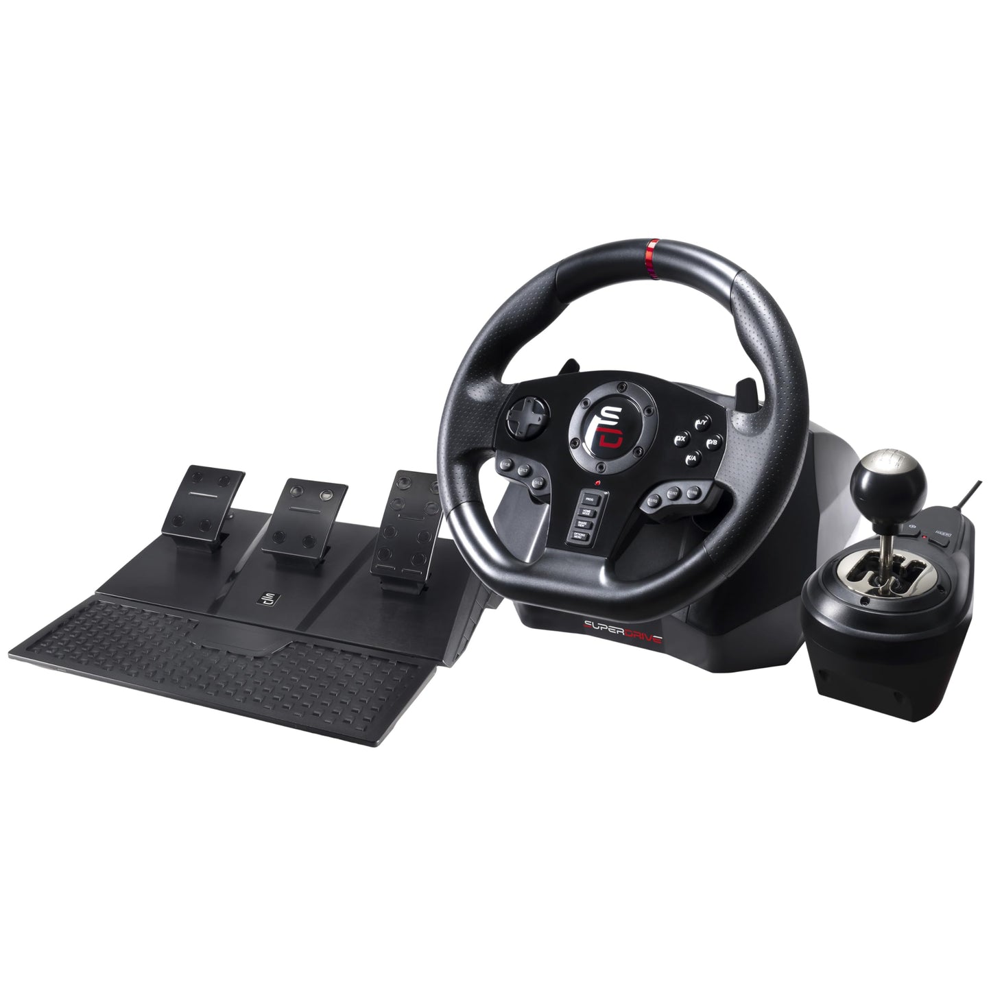 SUBSONIC Superdrive GS850-X Racing Steering Wheel with Manual Shifter, 3 Pedals & Paddle Shifters for Xbox Series X/S, PS4, Xbox One - Black