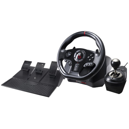 SUBSONIC Superdrive GS850-X Racing Steering Wheel with Manual Shifter, 3 Pedals & Paddle Shifters for Xbox Series X/S, PS4, Xbox One - Black
