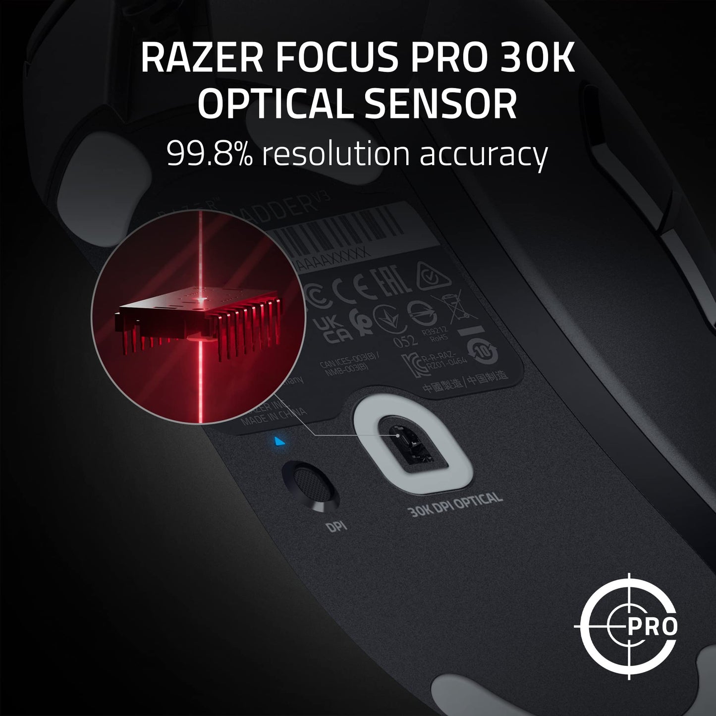 Razer DeathAdder V3 Pro Wireless Gaming Mouse - 63g Lightweight, 8K Polling, Optical Switches, 90 Hr Battery, Black