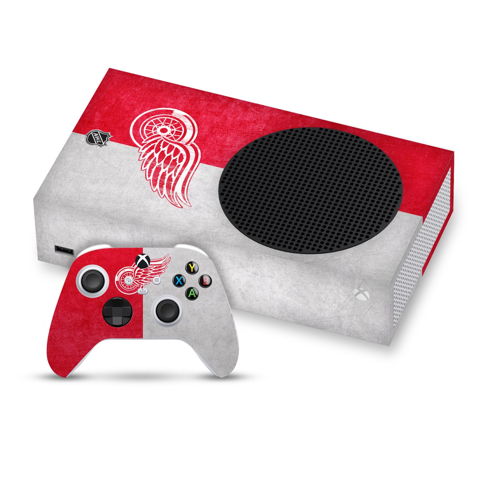 Head Case Designs Officially Licensed NHL Half Distressed Detroit Red Wings Vinyl Sticker Gaming Skin Decal Cover Compatible With Xbox Series S Console and Controller Bundle