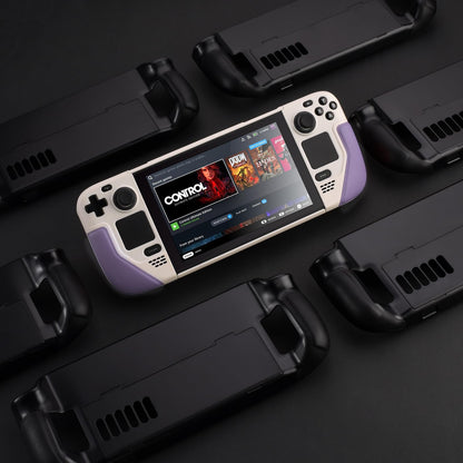 UYIYE Kickstand Case for Steam Deck - Protective Accessory, Beige/Purple, Model CASE-STEAM-FT02-Purple