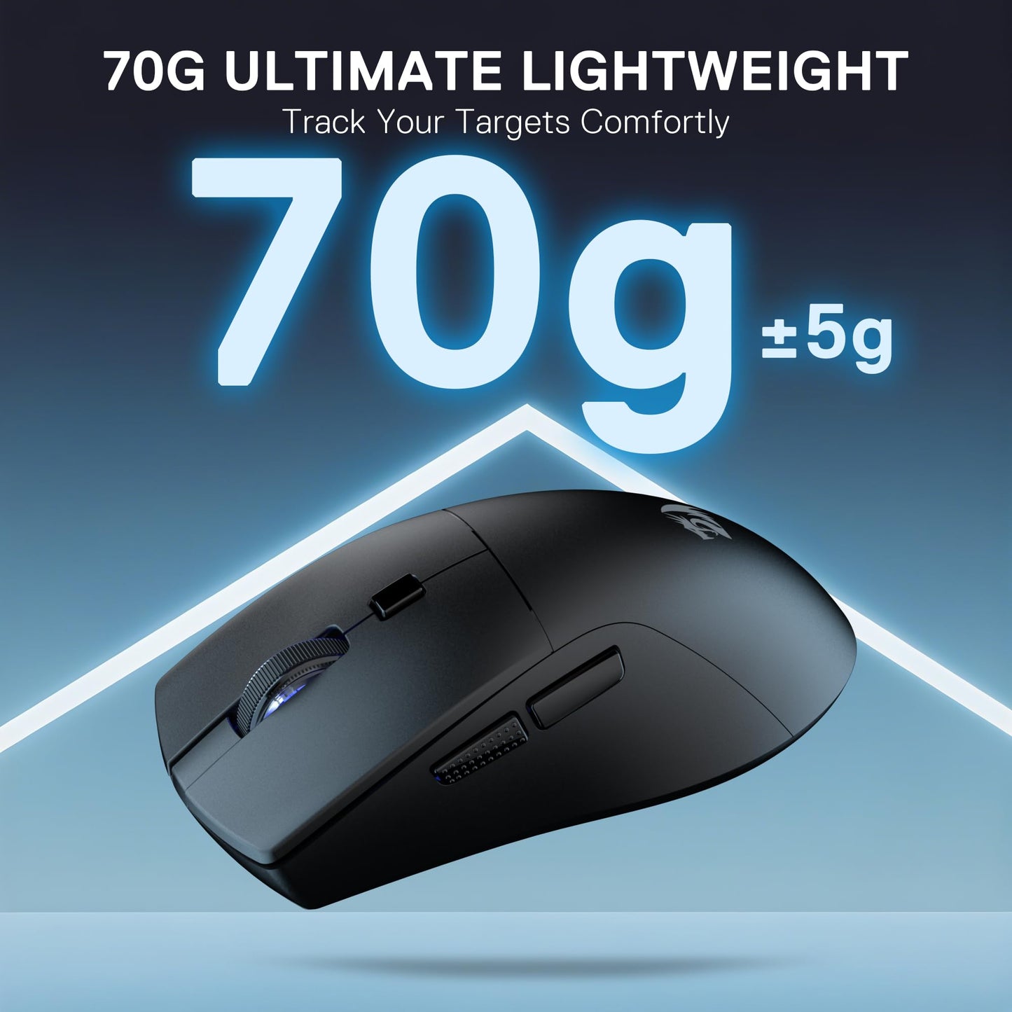 Redragon M618 LIT Wireless Gaming Mouse - 10000 DPI, Ergonomic, 6 Programmable Buttons, Ultra Lightweight, Black