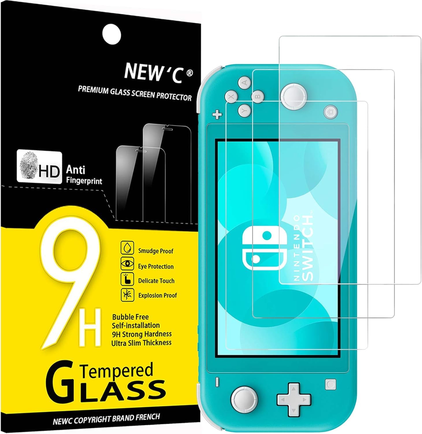 NEWC 3 Pack Designed for Nintendo Switch lite Screen Protector Tempered Glass  Case Friendly Anti Scratch Bubble Free Ultra Resistant