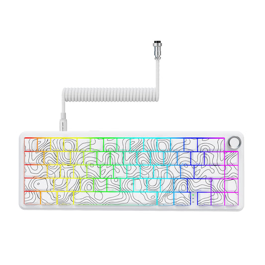 ATTACK shark design X65PRO HE Rapid control button Magnetic Mechanical Keyboard 60% Hot Swappable Hall Effect Sensor Adjustable Actuation Tri-Mode RGB  8KHz Polling Rate with Coiled Cable for MOBA/FPS/RTS-White
