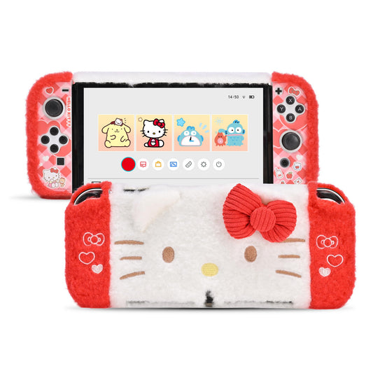 Kuitmor Plush Protective Case for Switch OLED Kawaii Hard PC Slim Cover Case Compatible with Switch OLED Console and Joy Con - HLK
