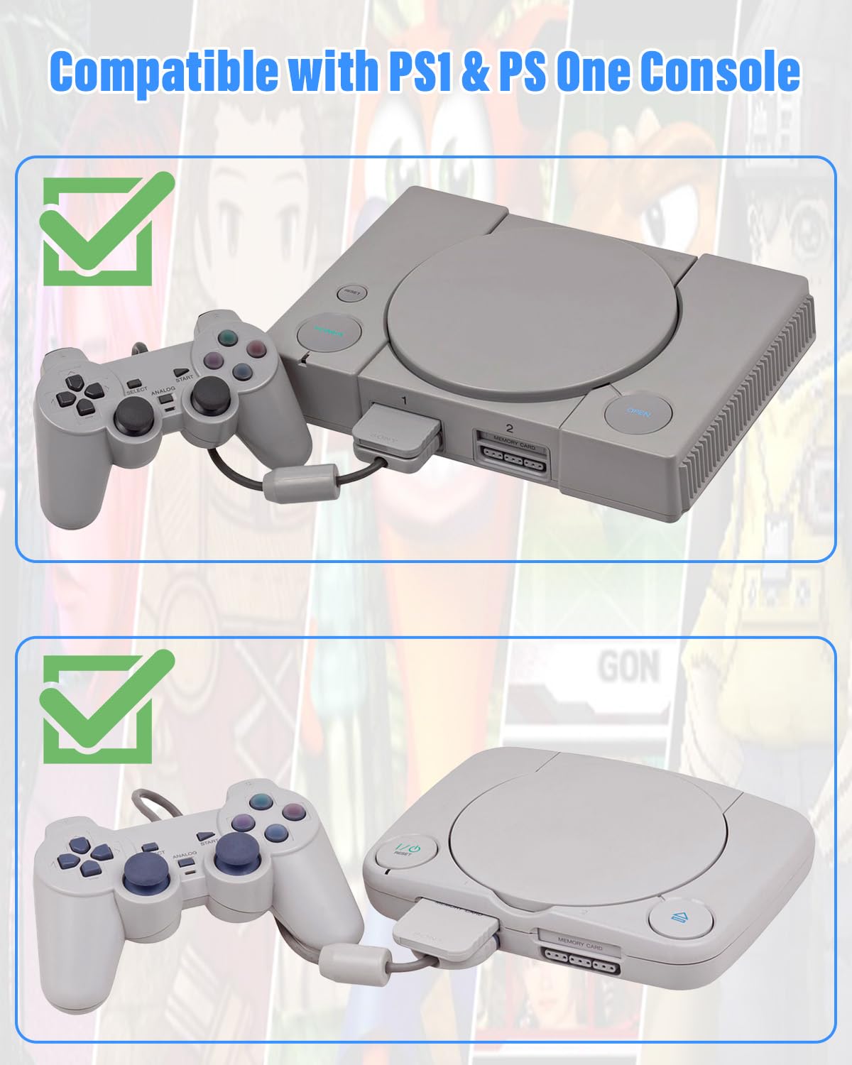 JZW-Shop PS1 Memory Card - 512MB High Speed Game Saver for PS1 & PS One, Black, Model: 7d2be139-1185-497a-aed9