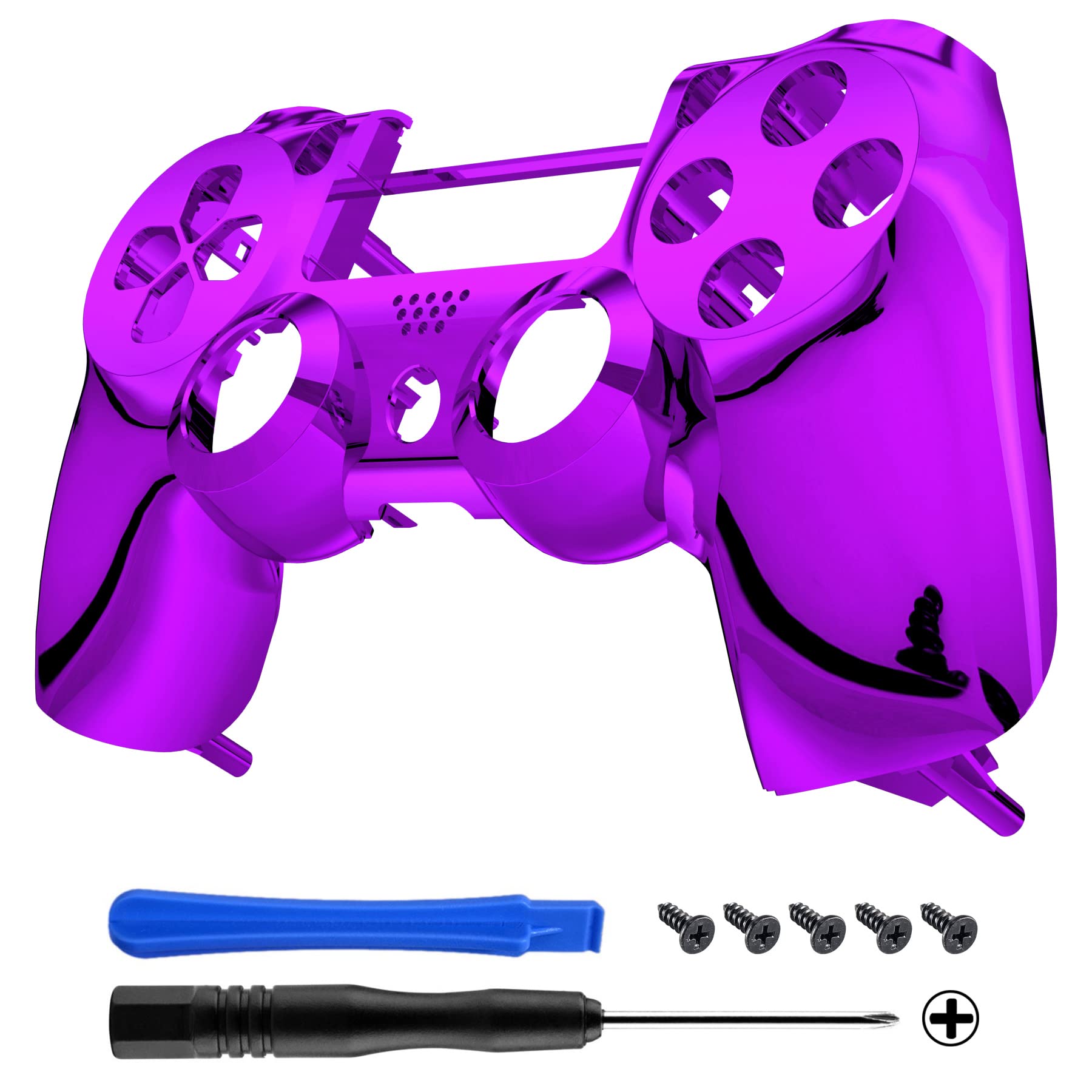 eXtremeRate Chrome Purple Edition Custom Front Housing Shell Faceplate Compatible with ps4 Pro Slim Controller CUH-ZCT2 JDM-040 JDM-050 JDM-055 - Controller NOT Included