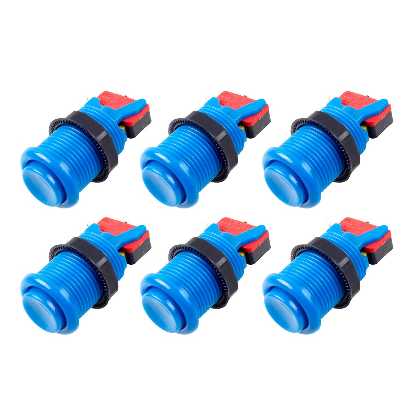 EG STARTS 6X Arcade Push Button - Happ Type 30mm, Switchable, Blue, Model MS-BUT for Jamma Mame Kit