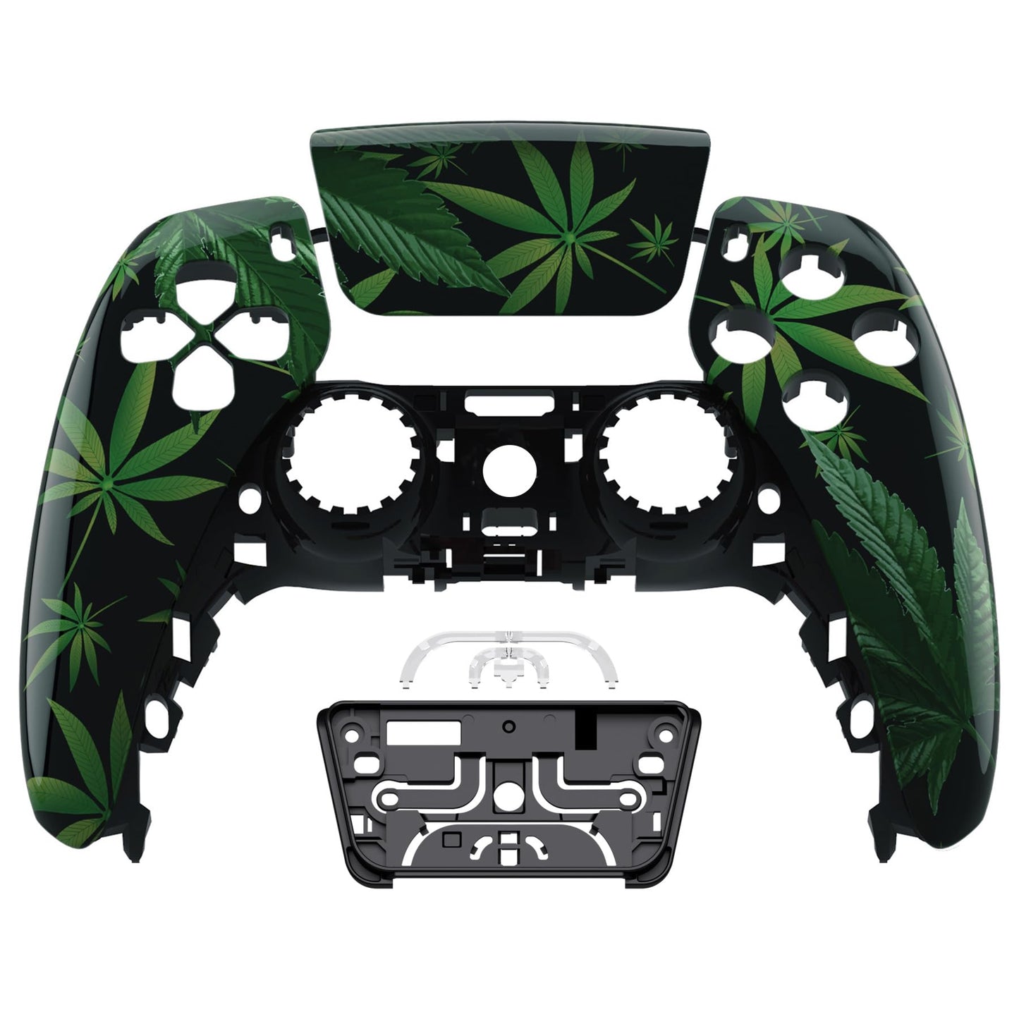 eXtremeRate Green Weeds Touchpad Front Top Shell Compatible with ps5 Controller BDM-010 020 030 040 050  DIY Replacement Shell Custom Touch Pad Cover Compatible with ps5 Controller