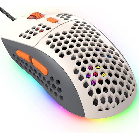 ZIYOU LANG Wired RGB Gaming Mouse - 65G Lightweight Honeycomb Design, 6400DPI Precision Sensor, 6 Programmable Buttons, Shimmer Color