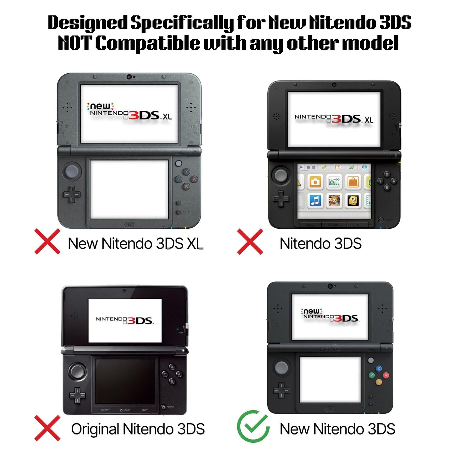 TNP Products New 3DS Case - Ultra Clear Hard Shell Cover for 2015 Nintendo 3DS - Hinge-less Design