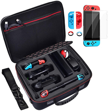 Diocall Deluxe Carrying Case for Nintendo Switch & OLED 2021 - Black Travel Bag for Pro Controller