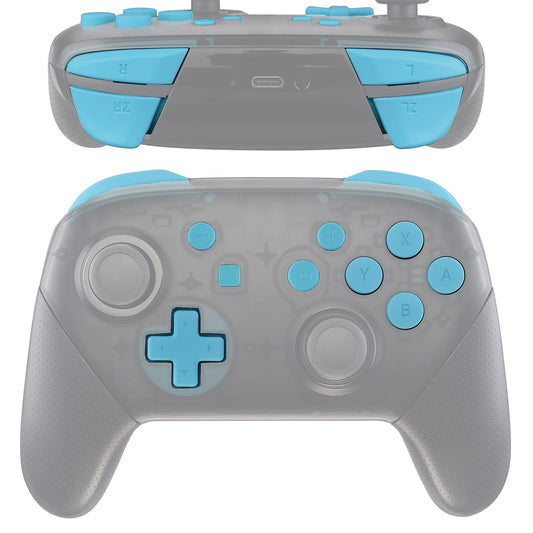 eXtremeRate Heaven Blue Repair ABXY D-pad ZR ZL L R Keys for Nintendo Switch Pro Controller  Glossy DIY Replacement Full Set Buttons with Tools for Nintendo Switch Pro - Controller NOT Included