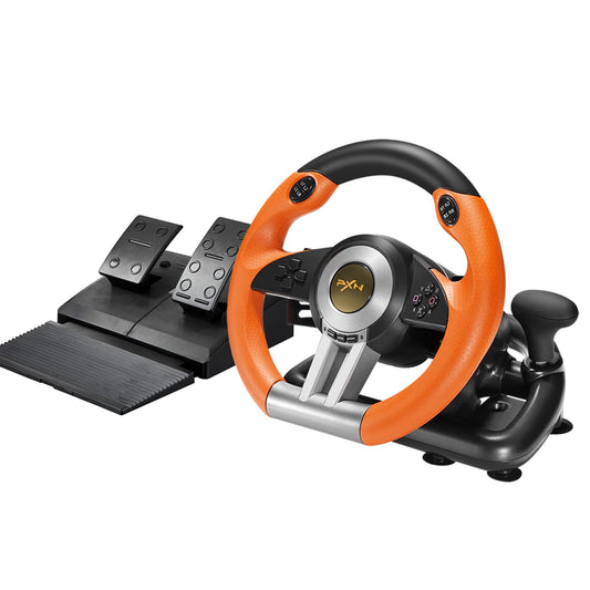 PXN V3II Racing Wheel - 180° USB Steering Wheel with Pedals for Xbox One/PS4/Switch - Orange