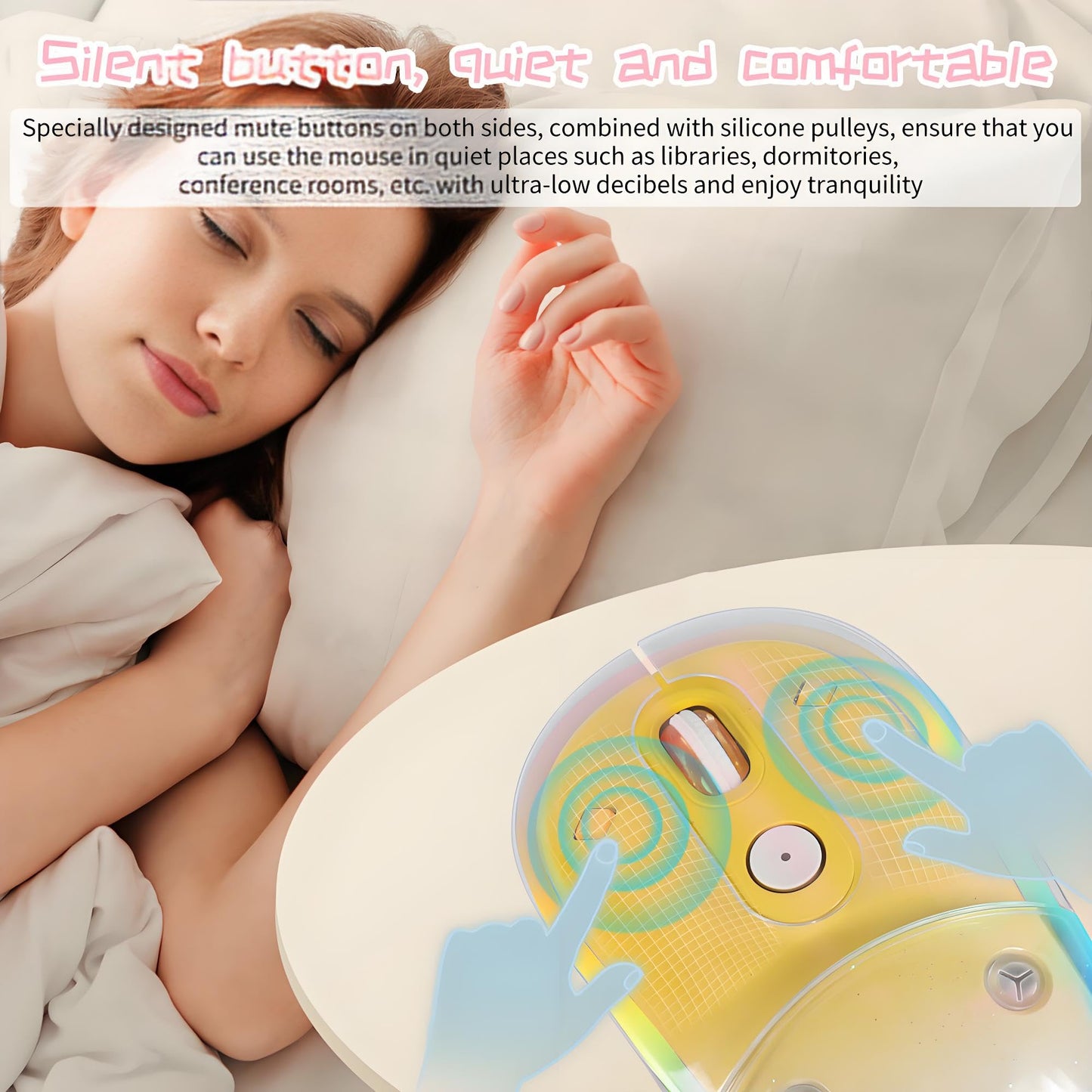 elec Space Wireless Bluetooth Mouse - Rechargeable, Silent, RGB Lighting, Ergonomic Design, Yellow