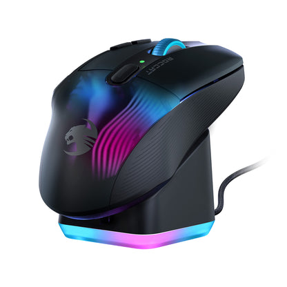 ROCCAT Kone XP Air Wireless Ergonomic RGB Gaming Mouse, 19K DPI, 100-hour Battery, Black, Model ROC-11-442-01