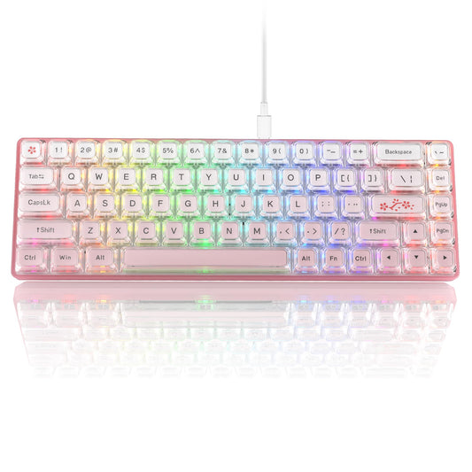 Womier W-K68 60% Keyboard Gaming - Wired Creamy Mechanical Keyboard  Hot-Swappable RGB Custom Mini Key Board with Arrow Keys/Software Supported  Prelubrication Linear Switch - Pink
