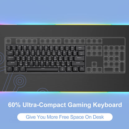 DIERYA DK61se 60% Mechanical Keyboard, Wired Gaming Keyboard, Blue Switches, LED Backlit, Compact Mini Office Keyboard, Black