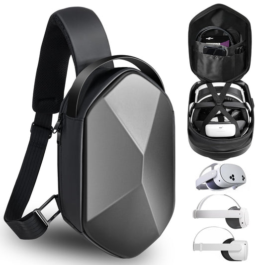 SARLAR Travel Carrying Case for Oculus Meta Quest 3S/Quest 3/Quest 2 VR Headset and Controller Accessories  Large Space Hard Case Fits BOBOVR/Kiwi Design Battery Head Strap  Crossbody Sling Bag