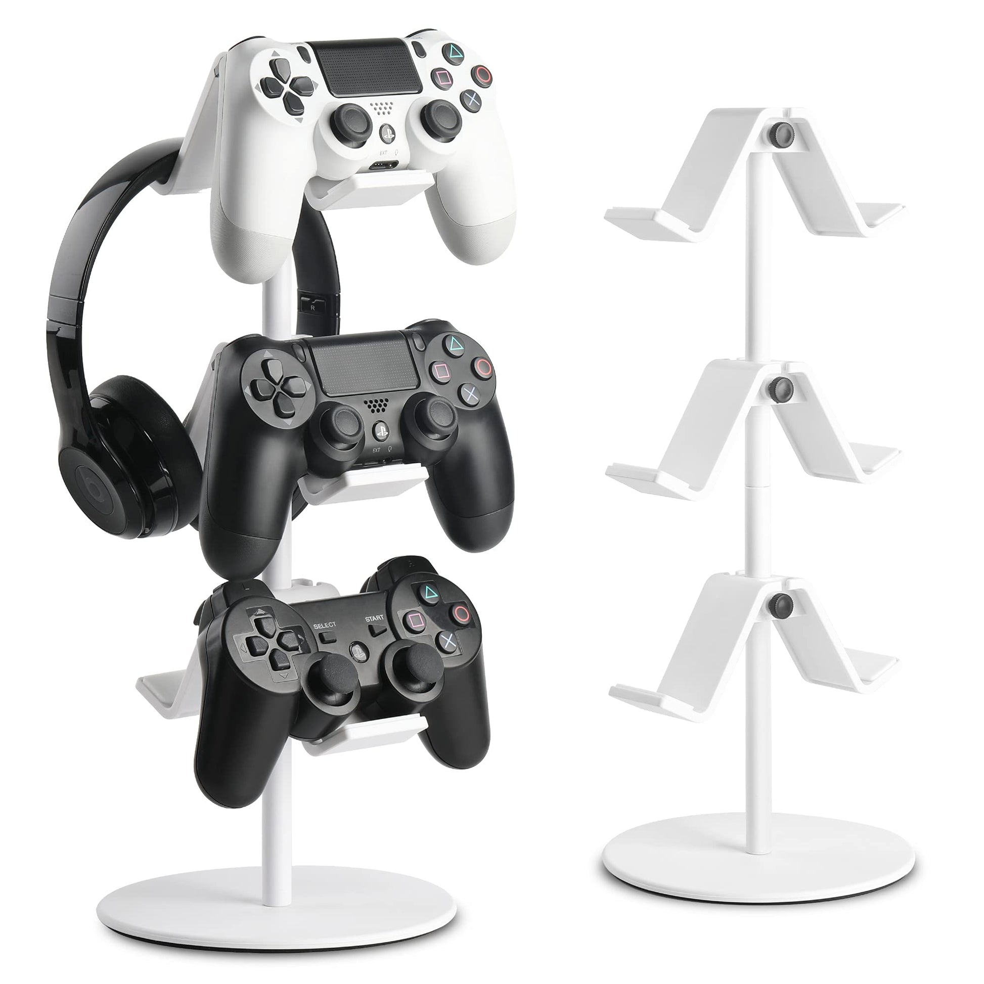 KELJUN Controller Holder - 3-Tier Headphone Organizer, Metal, Elegant White, Model CA-CHW01 for Xbox, PS4, PS5, Switch