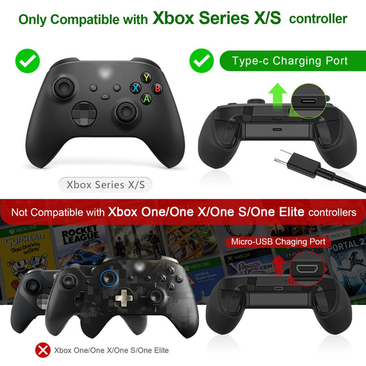 KEKUCULL Xbox Series S/X Controller Battery Pack - 1400 mAh Rechargeable with 8.2ft Charge Cable - Black1