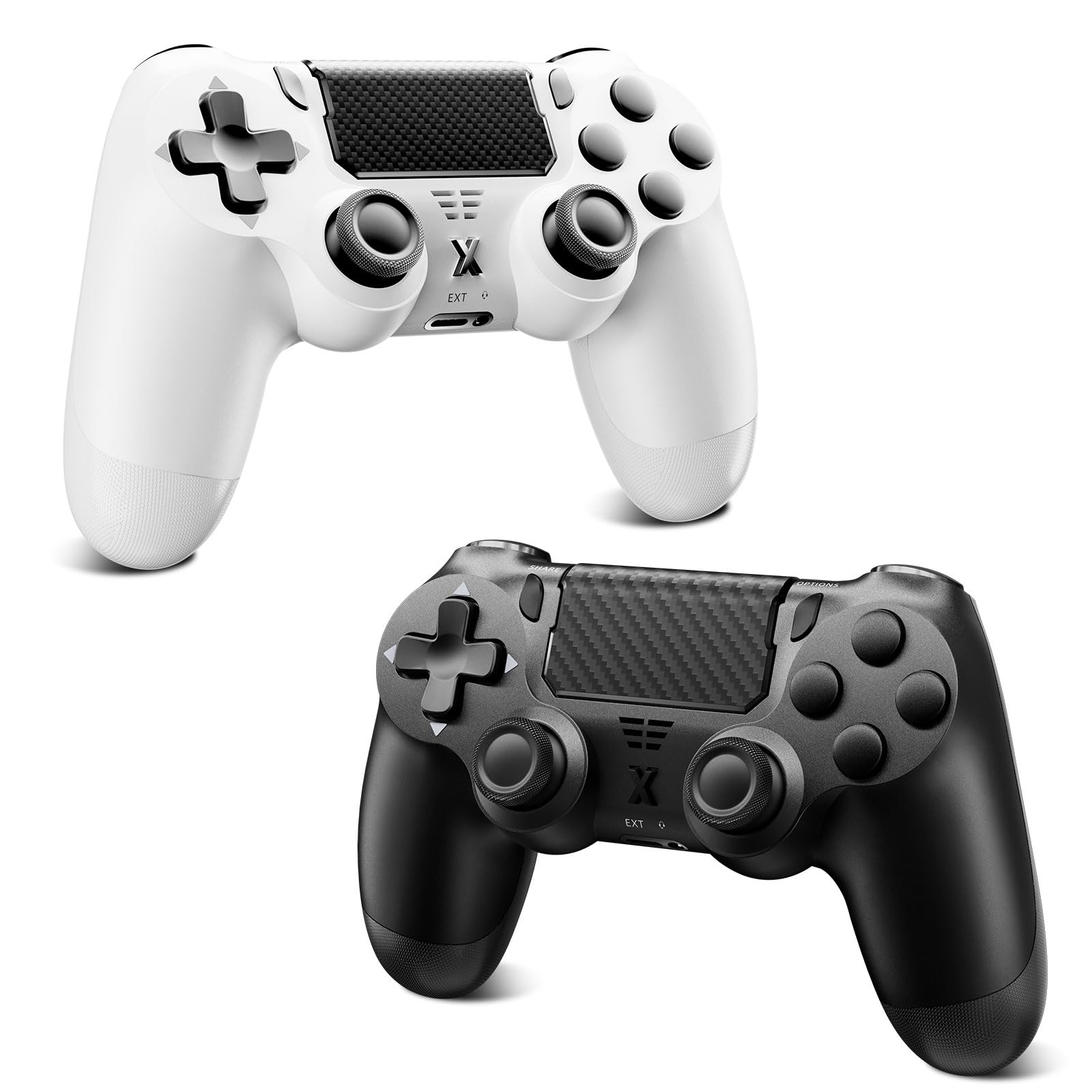Puiseno Wireless Controller for PS-4  Dual Vibration Game Joystick/Motion Sensing/Touchpad/Speaker/3.5mm Audio Jack Headphone  Upgraded Six-Axis Sensor  Compatible with PS4/Slim/Pro Console/PC (WHITE+BLACK)