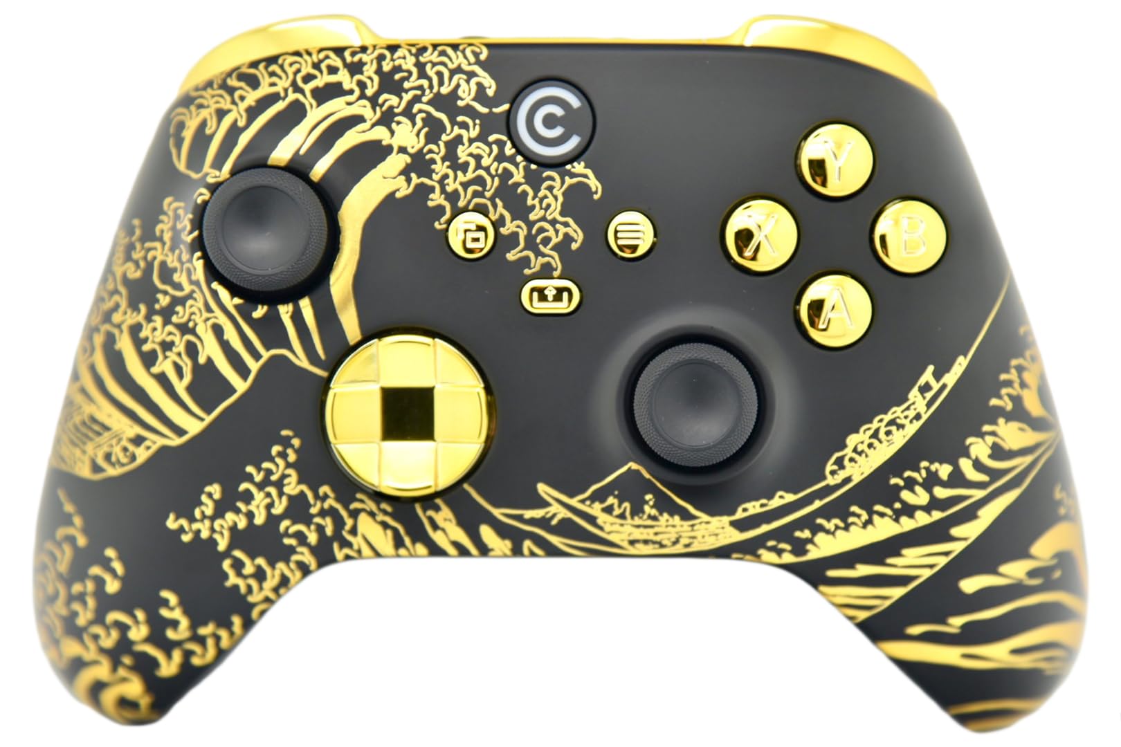 Custom Controllerzz Wireless Controller for Xbox & PC - Golden Waves & Gold Chrome Inserts